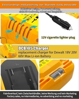 Chargeur de voiture Charge pour batterie au lithium Dewalt 18V/20V/60V avec prise allume-cigare Chargeur de véhicule