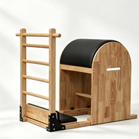 Barril de Pilates de Madera Natural con Espuma de Alta Densidad y Cuero PU, Máquina de Entrenamiento Portátil para Estudio de Pilates
