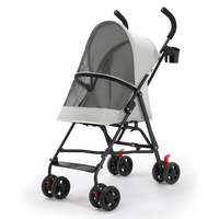 Poussette pour animaux de compagnie portable, légère, pliable, détachable, avec housse de pluie complète, porte-gobelet, chariot pour petits chiens et chats - Voyage en plein air