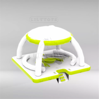 Plateforme flottante gonflable avec auvent, canapé, table et structure Drop Stitch pour les loisirs aquatiques sur yacht, lac ou complexe hôtelier