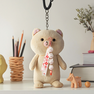 Handmade móc sang trọng Móc khóa đồ chơi mini Keychain Quà tặng tự làm trang trí sợi Túi Mặt dây chuyền Đen lợn vịt quyến rũ chuỗi Keychain - Product Image 5