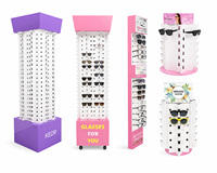 Présentoir de sol en carton ondulé personnalisé, pliable et rotatif, double face, pour lunettes et lunettes de soleil, pour magasin de détail