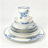 Service de vaisselle floral pour la maison, la cuisine, la salle à manger, le restaurant, assiette, bol, tasse en céramique bleue et blanche, vaisselle en porcelaine, cadeau