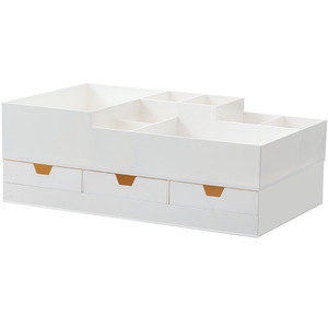 Desktop Storage Box With Drawers White Rectangle Organizer For <b>Desk</b> Office Supply Storage Rack - Product Image 1