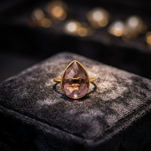 Joyería India, Anillo de Piedra Natural Chapado en Oro Personalizado para Boda, Regalo, Joyería de Moda en Tono Dorado - Product Image 1