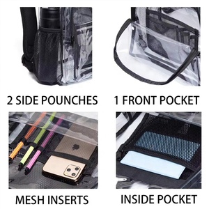 Mochilas Escolares Modernas con Bolsillo Transparente de PVC en Forma de Corazón, <span class=keywords><strong>Mochila</strong></span> Transparente <span class=keywords><strong>Impermeable</strong></span> para Niños para Viajes y Actividades al Aire Libre - Product Image 5