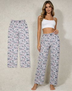Wholesale Adult Casual <b>Pants</b> for Women Grey Camo Print Soft Stretchy Comfortable <b>Wide</b> <b>Leg</b> <b>Lounge</b> <b>Pants</b> with Pocket - Product Image 1