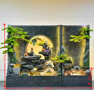 Retro Rockery Square Double-Sided Eco-Friendly Resin Landscape Fountain LED <b>Lights</b> Mist Indoor/<b>Outdoor</b> Easter Pine <b>Tree</b> - Product Image 5