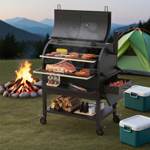 <span class=keywords><strong>Barbecue</strong></span> de style américain rond pour fumoir commercial moderne à <span class=keywords><strong>double</strong></span> couche pour fumer lentement du charbon de bois/au feu de bois - Product Image 2