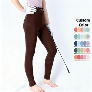 Legging en silicone intégral à taille haute pour l'équitation, vêtements d'équitation antidérapants, poches brunes, <span class=keywords><strong>pantalon</strong></span> d'équitation pour femmes, culotte d'équitation - Product Image 3