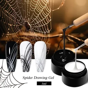 Vernis à ongles gel UV 5ml pour dessin d'araignées, noir et blanc, pour manucure, fournitures pour nail art - Product Image 1