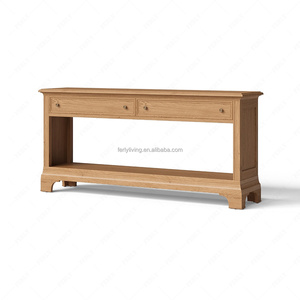 Table <span class=keywords><strong>console</strong></span> en bois rustique FERLY avec 2 tiroirs et étagère ouverte, table d'entrée, table de couloir, table de canapé pour salon - Product Image 4