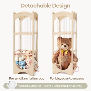 Organizzatore Moderno in Legno per Peluche con Ruote a 360° per Grandi Orsacchiotti e Peluche - Gabbia Zoo per Cameretta Bambini - Product Image 4