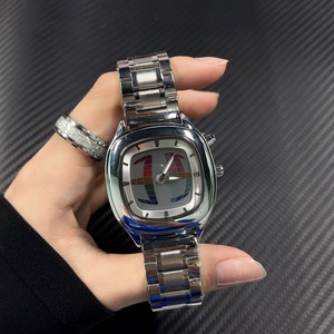 <span class=keywords><strong>Orologio</strong></span> <span class=keywords><strong>da</strong></span> <span class=keywords><strong>Polso</strong></span> Digitale Quadrato <span class=keywords><strong>Vintage</strong></span> per Uomo, Cassa in Lega, Vetro, Cinturino in Acciaio Inossidabile, Sveglia, Resistente all'Acqua 3BAR, Stile Futuristico - Product Image 3