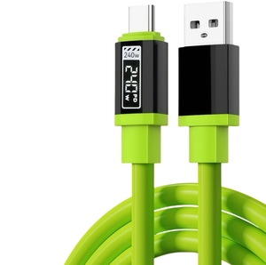 Cavo di Ricarica Rapida Ultra-Veloce 240W ad Alta Potenza con Display LED Digitale in Silicone, Tipo C, 6A con Chip E-Marker per Laptop e Telefono - Product Image 3
