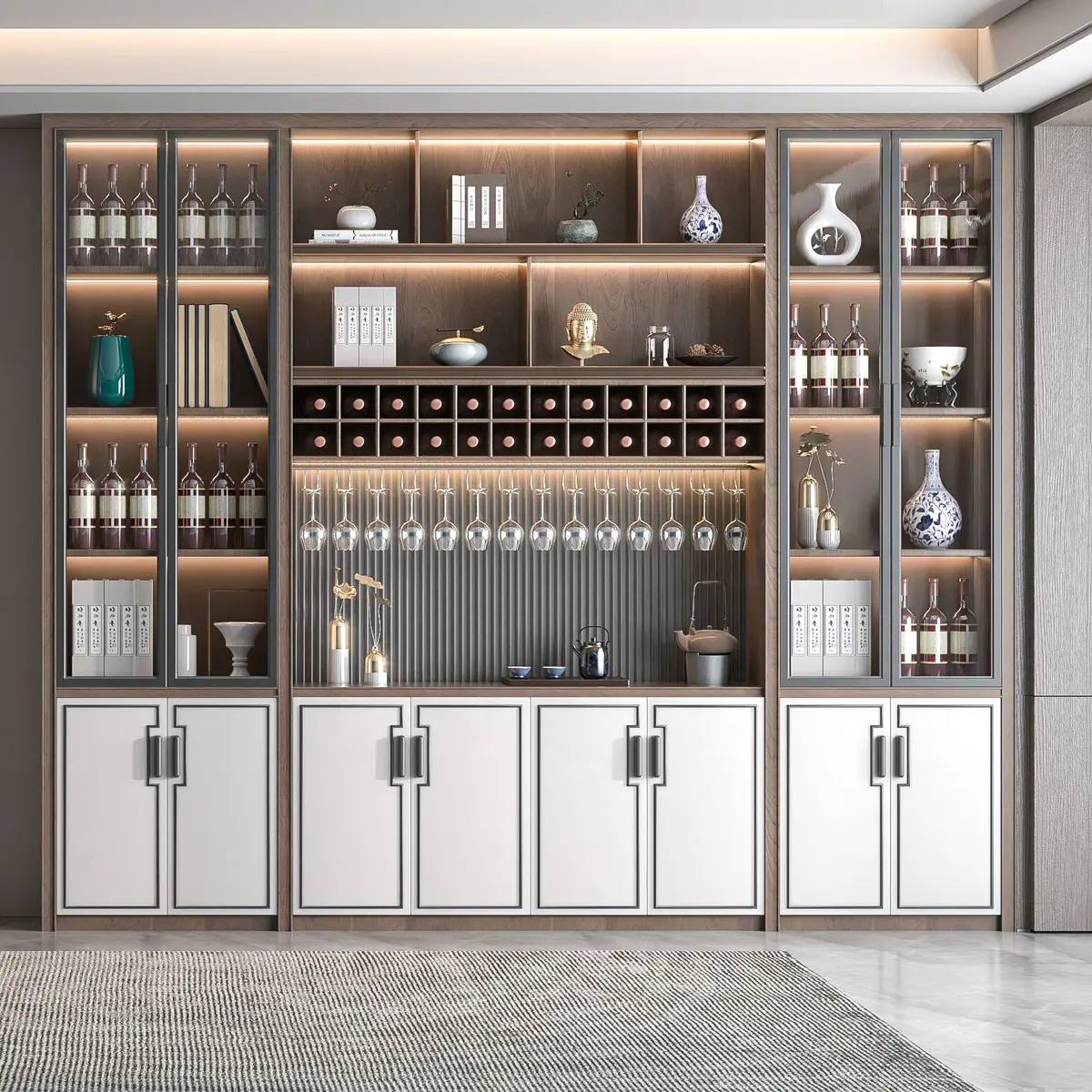 Luxo adega exibir prateleiras de aço inoxidável armazenamento vinho armário bar sala de estar móveis para a casa