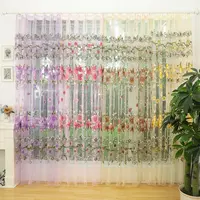 आधुनिक डिजाइन फैशन मुद्रण सरासर पर्दे के लिए पारदर्शी Tulle फूल पुष्प पर्दे कमरे में रहने वाले