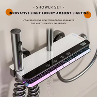 Ensemble de douche mural thermostatique de luxe à 4 fonctions avec affichage numérique LED, jet doux et touches de piano brossées inspirées
