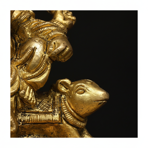 รูปปั้นพระพิฆเนศทำด้วยมือขนาด3นิ้วรูปปั้นขนาดเล็กทำจากทองเหลืองสำหรับเป็นของขวัญผลิตในอินเดีย - Product Image 1