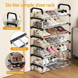 Zapatero ajustable de 6 niveles que ahorra espacio, estante metálico multifuncional para zapatos, fácil de montar, estantería de almacenamiento para la entrada - Product Image 2