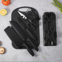 Couteaux à fruits multifonctionnels de luxe en acier inoxydable, ensemble de couteaux de cuisine professionnels avec planche à découper et ciseaux 7 pièces