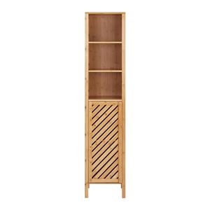 Bamboo <b>Storage</b> Cabinet Large Capacity Multifunctional Living Room Bathroom <b>Sideboard</b> Solid Wood 2 Compartments Walnut Color - Product Image 2