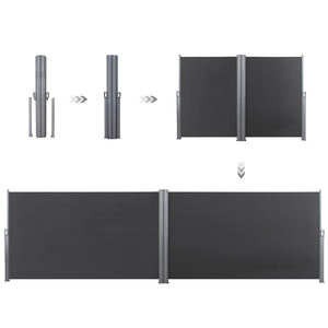 Auvent rétractable <span class=keywords><strong>double</strong></span> pliable SONGMICS pour terrasse extérieure, jardin, écran d'intimité avec poteau en acier - Product Image 3