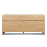 Commode contemporaine en chêne naturel à 9 tiroirs, taille personnalisable, grande commode de luxe à glissières silencieuses, meuble de chambre Japandi