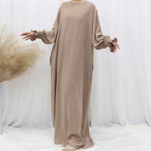 Abiti Lunghi Eleganti da Donna Musulmana Turca del Medio Oriente Dubai con Collo Tondo Maniche Lunghe Multicolore Taglie Forti - Product Image 6