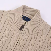 Pull en tricot décontracté de luxe personnalisé avec fermeture éclair intégrale, cardigan d'hiver avec broderie