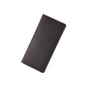 Minimalist <strong>Bifold</strong> Long Wallet Crazy Horse Full Grain Leather Wallets Thin Credit Card Holder Handmade Vintage <strong>Purse</strong> for Men - Product Image 4