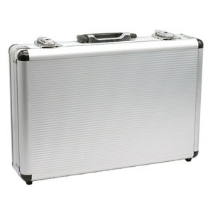 Heavy-Duty Portable Tool <strong>Box</strong> - Silver and Black Hard Aluminum Case for Equipment <strong>Storage</strong> - Product Image 1