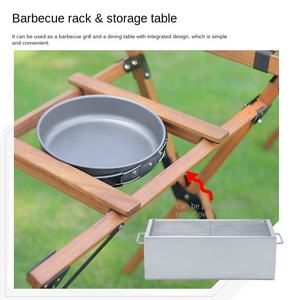 Table pliante d'extérieur en bois massif, convertible et portable, pour cuisine, salle à manger, camping, pique-nique, mobilier d'extérieur, salle de sport, voiture, excursions en autonomie - Product Image 5