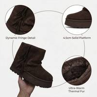 [Logo personnalisé] Bottes d'hiver personnalisables pour femmes, mules à plateforme en daim avec décorations à pompons, doublure en fourrure chaude, bottes de neige d'usine OEM/ODM