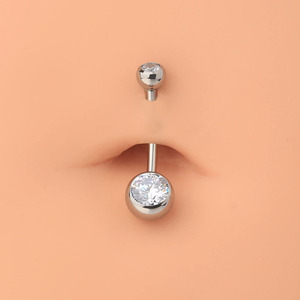 Nhẫn rốn titan ASTM F136 G23, ren trong, tròn, gắn đá CZ, dài 10-12-14mm, dành cho nữ và nam - Product Image 5