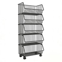 Étagère de rangement de cuisine rectangulaire en fer, sur roulettes, mobile, 3 à 5 niveaux, portable, sans installation, moderne et minimaliste
