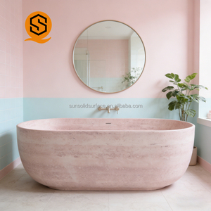 Bañera de Lujo Rectangular Tradicional con Patrón Mate, Independiente, de Superficie Sólida, de Piedra Artificial, para Uso en Hoteles, Incluye - Product Image 1
