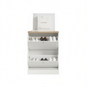 Moderno Armario de Almacenamiento de Zapatos de Madera de 2 Niveles, Estante Resistente para Organización de Calzado en la Sala de Estar - Product Image 1