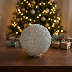 Boule de Noël Moderne de Haute Qualité avec Impression UV Pailletée, Décoration Festive Ronde en Plastique à Suspendre, Argent et Or - Product Image 2