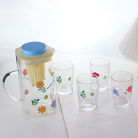 Ensemble de tasses en verre à fleurs multi-tailles, compatibles lave-vaisselle, pour cadeaux