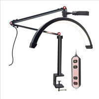 Demi-lune lumière LED vidéo lumière anneau remplissage cils lumière réglable pour ongles Salons de beauté tatouage maquillage cils lampe manucure Table