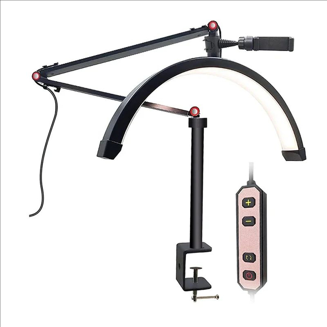 Half Moon Light LED Video Light Ring Fill Lash Light Adjustable for Nail Beauty Salons Tattoo Makeup Eyelash Lamp Manicure Table