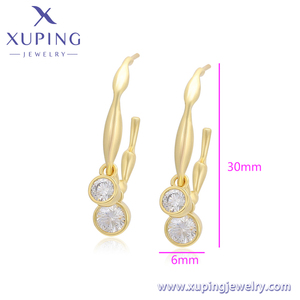 Per <span class=keywords><strong>Xuping</strong></span> gioielli in oro 14K placcato alla moda geometrico semicerchio gancio diamante artificiale orecchini a cerchio da donna X000964497 - Product Image 2