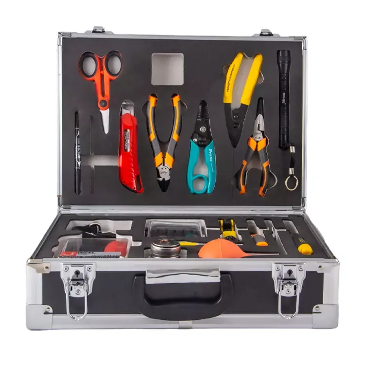 Qingdao APT FTTH fiber optic cable tools fiber tool kit optical fiber cleaver VFL Termination toolkit OEM factory price