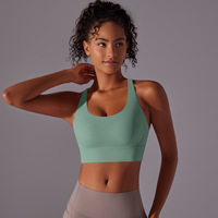 Nouveau soutien-gorge de sport à dos croisé doublement brossé, anti-choc, sensation nuage, soutien-gorge de yoga, haut de fitness à maintien élevé