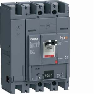 HEW631NR ปรับแต่งได้ด้วยชุดเบรกเกอร์แบบหล่อขึ้นรูป Hagers รุ่น h3+ P630 LSIG Energy 4P 70kA 630A ปรับค่าได้ - Product Image 1