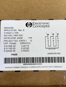 ตัวเก็บประจุ Electronic Concepts MP9-20978K 3 x 52 ฟาร์ด์ 500 โวลต์ AC 900 โวลต์ DC สำหรับตัวแปลงไฟ EC 68311519 ฟิลเตอร์ - Product Image 3