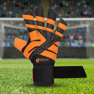 Gants de gardien de but de football personnalisés noir et orange avec latex allemand de 4 mm, coupe négative, embossage en latex allemand - Product Image 6