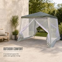 Moustiquaire de gazebo imperméable pour extérieur, pour gazebo pagode solaire 3x3, avec porte à fermeture éclair