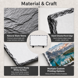 <span class=keywords><strong>Plaque</strong></span> Carrée en <span class=keywords><strong>Ardoise</strong></span> à Bord Naturel, Support de Sublimation, Pierre Photo Vierge, Faite à la Main, Surface Rustique Vieillie, Décoration Artisanale Imprimable - Product Image 6